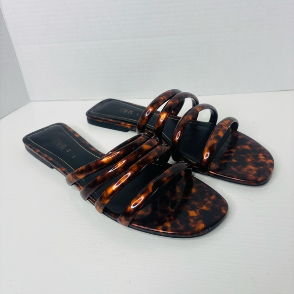 Zara Women's Brown Tortoiseshell Sandals - Picture 5 of 7